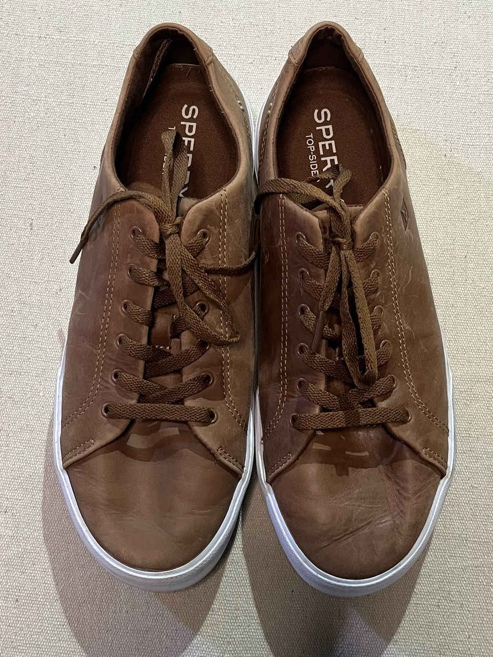 Sperry Striper II LTT Leather Sneaker, Cognac/Amaretto Brown, Sz 10